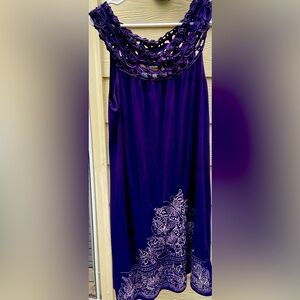 Cleo & Kai Purple Embroidered Sheath Dress Sz L